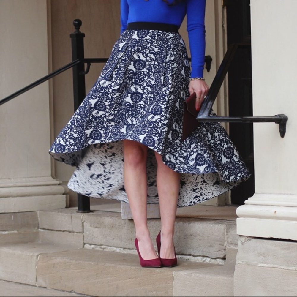 Anthropologie Hi Lo Skirt Blue Floral Sachin Babi